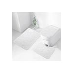Bonny Home 3'lü Krem Ultrasoft Desenli Klozet Takımı Banyo Halısı Paspas Seti, 60x90 cm