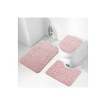 Bonny Home 3'lü Pudra Ultrasoft Desenli Klozet ve Banyo Halısı