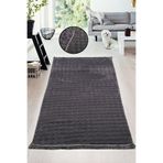 Bonny Home Bubble Antrasit Spor Saçaklı Mutfak Halısı, 100 x 600 cm, Peluş, Kaymaz Tabanlı