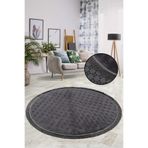 Bonny Home Bubble Antrasit Yuvarlak Düz Saçaklı Çocuk Odası Halısı, 100x100 cm, Yıkanabilir Kaymaz Peluş