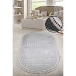 Bonny Home Bubble Gri Oval Ponpon Saçaklı Mutfak Halısı, 60 x 100 cm, Peluş, Kaymaz