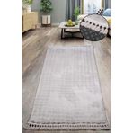 Bonny Home Bubble Gri Ponpon Saçaklı Mutfak Halısı, 100 x 330 cm, Kaymaz Tabanlı, Yıkanabilir