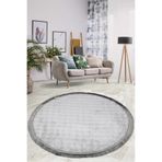 Bonny Home Bubble Gri Yuvarlak Spor Saçaklı Mutfak Halısı, 150x150 cm, Yıkanabilir Kaymaz Taban