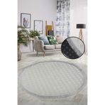 Bonny Home Bubble Krem Yuvarlak Düz Spor Saçaklı Mutfak Halısı, 150 x 150 cm, Yıkanabilir Kaymaz Peluş
