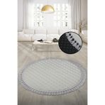 Bonny Home Bubble Krem Yuvarlak Ponpon Saçaklı Mutfak Halısı, 150x150 cm, Yıkanabilir Kaymaz Peluş