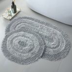 Bonny Home Doğal Pamuklu Spagetti Oval Gri 2'li Banyo Paspası Seti Banyo Halısı Klozet Takımı