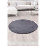 Bonny Home Elite Antrasit Yuvarlak Peluş Halı, 100x110 cm, Kaymaz Tabanlı, Yıkanabilir