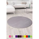 Bonny Home Elite Gri Yuvarlak Çocuk Odası Halısı, 120x120 cm, Peluş, Yumuşak, Kaymaz Tabanlı