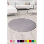 Bonny Home Elite Gri Yuvarlak Peluş Halı, 150x150 cm, Kaymaz Taban