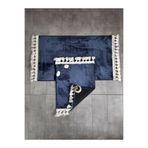 Bonny Home Elite Lacivert Ponpon Saçaklı Peluş 2'li Banyo Paspası, 60x100 cm, Kaymaz Taban