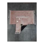 Bonny Home Elite Pudra Pembe Ponpon Saçaklı Peluş 2'li Banyo Paspası, 60x100 cm, Kaymaz Taban