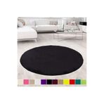 Bonny Home Elite Siyah Yuvarlak Peluş Halı, 200x200 cm, Leke Tutmaz, Yıkanabilir, Kaymaz Taban