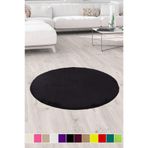 Bonny Home Elite Yuvarlak Siyah Peluş Mutfak Halısı, 200x200 cm, Leke Tutmaz, Yıkanabilir, Kaymaz