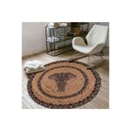Bonny Home Fil Desen Jüt Yuvarlak Hasır Halı, 120x120 cm, Kahverengi