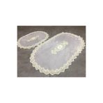 Bonny Home Gri Lisa 2li Oval Çeyizlik Fransız Dantelli Aplikli Klozet Takımı Banyo Paspas Seti, 70x115 cm