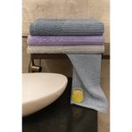 Bonny Home Grid 3'lü Banyo Havlusu Seti, 100x150 cm,%100 Pamuk, Gri-Lila-Bej