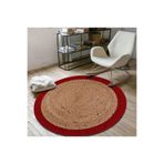 Bonny Home Jüt Hasır Yuvarlak Kapı Önü Paspası, 120x120 cm, Kırmızı-Bej