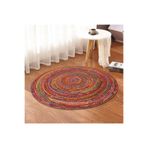 Bonny Home Jüt Yuvarlak Hasır Halı, 140x140 cm, Çok Renkli, Mutfak Halısı