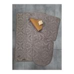 Bonny Home Kapuçino Ultrasoft Desenli 3'lü Klozet Takımı Banyo Halısı Paspası Seti, 60x90 cm