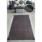 Bonny Home Kare Plus Antrasit Ponpon Saçaklı Çocuk Odası Halısı, 80 x 200 cm, Kaymaz Tabanlı