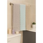 Bonny Home Karo 3'lü Banyo Havlusu Seti, 100x150 cm,%100 Pamuk, Kapuçino-Turkuaz-Gri