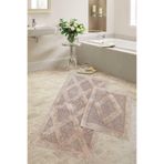 Bonny Home Karo Bej Tufting Naturel Pamuk 2'li Banyo Paspası Seti, 60x100 cm ve 50x60 cm, Makinede Yıkanabilir