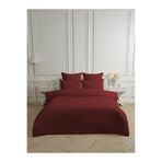 Bonny Home Line Bordo Pamuk Saten Çift Kişilik Nevresim Takımı 200x220 cm Lastiksiz Çarşaflı 4 Parça, LineCiftNevTak