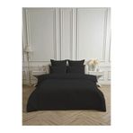Bonny Home Line Siyah Pamuk Saten Çift Kişilik Nevresim Takımı, 200x220 cm, 4 Parça Set, Lastiksiz Çarşaflı