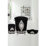 Bonny Home Lisa Siyah Kadife Banyo Kirli Çamaşır Sepeti Seti 3' lü