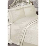 Bonny Home Nisa Krem Fransız Güpürlü Şönil 6 Parça Çift Kişilik Pike Çeyizlik Pike Takımı Yatak Örtüsü Seti