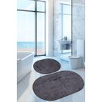 Bonny Home Nova Antrasit Oval 60X100 + 50X60 cm 2'li Banyo Paspası Seti Kaymaz Tabanlı Klozet Takımı