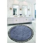 Bonny Home Nova Antrasit Yuvarlak 100x100 cm Ponpon Saçaklı Kaymaz Tabanlı Banyo Paspası
