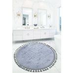 Bonny Home Nova Antrasit Yuvarlak 100x100 Cm Ponpon Saçaklı Kaymaz Tabanlı Makinede Yıkanabilir Banyo Paspası