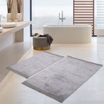 Bonny Home Nova Gri 2'li Pamuk Kaymaz Tabanlı Banyo Halısı Paspası Seti Püsküllü Klozet Takımı - 647