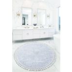 Bonny Home Nova Gri Yuvarlak 100x100 Cm Ponpon Saçaklı Kaymaz Tabanlı Makinede Yıkanabilir Banyo Paspası