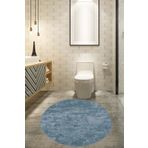Bonny Home Nova Mavi 160X160 Cm Yuvarlak Kaymaz Pamuk Taban Peluş Banyo Paspası Banyo Halısı