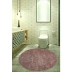 Bonny Home Nova Pembe 120X120 Cm Yuvarlak Kaymaz Pamuk Tabanli Pelus Banyo Paspasi Banyo Halisi