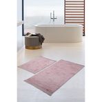 Bonny Home Nova Pembe 2'li Pamuk Kaymaz Klozet Takımı Saçaklı Yıkanabilir Banyo Paspası Seti, 60x100 + 50x60 cm
