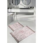 Bonny Home Nova Vizon 60x100 + 50x60 cm 2'li Köşeli Ponpon Saçaklı Banyo Halısı Seti, Kaymaz Yıkanabilir