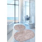 Bonny Home Nova Vizon Oval 60x100 + 50x60 cm 2'li Banyo Paspası Seti Kaymaz Tabanlı Yıkanabilir Klozet Takımı