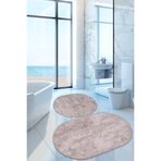 Bonny Home Nova Vizon Oval Banyo Paspası Seti, 60x100 + 50x60 cm, 2'li, Kaymaz Tabanlı