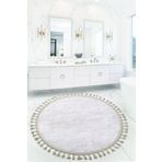 Bonny Home Nova Vizon Yuvarlak 100x100 Cm Ponpon Saçaklı Kaymaz Tabanlı Makinede Yıkanabilir Banyo Paspası