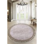 Bonny Home Nova Vizon Yuvarlak Antibakteriyel Yıkanabilir Çocuk Odası Halısı, 160x160 cm, Ponpon Saçaklı