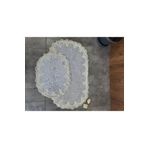 Bonny Home Peluş Lux Oval Gri 2'li Çeyizlik Fransız Güpürlü Klozet Takımı Banyo Paspası Seti