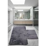 Bonny Home Relax Antrasit 80x150 + 50x80 cm Büyük Boy 2'li Banyo Halısı Paspası Seti Kaymaz Klozet Takımı