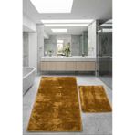 Bonny Home Relax Gold 80x150 + 50x80 cm Büyük Boy 2'li Banyo Halısı Paspası Seti Kaymaz Klozet Takımı