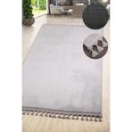 Bonny Home Relax Gri Çocuk Odası Halısı, 80x400 cm, Ponpon Saçaklı, Yıkanabilir