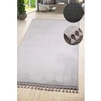 Bonny Home Relax Gri Leke Tutmaz Yıkanabilir Çocuk Genç Odası Halısı Ponpon Saçaklı Antibakteriyel Yolluk