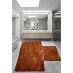 Bonny Home Relax Kahve 80x150 + 50x80 cm Büyük Boy 2'li Banyo Halısı Paspası Seti Kaymaz Klozet Takımı