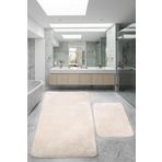 Bonny Home Relax Krem 80x150 + 50x80 cm Büyük Boy 2'li Banyo Halısı Paspası Seti Kaymaz Klozet Takımı